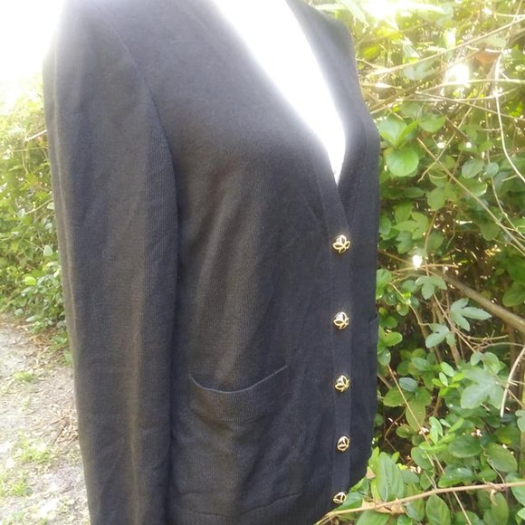 St. John Caviar Wool Blend Cardigan Sweater Sz M - Picture 4 of 8